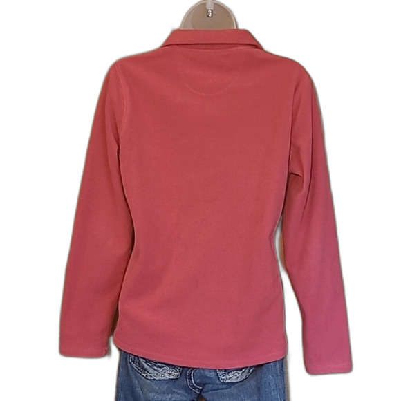 GAP Fleece Pullover Pink Mock Neck Sweatshirt Quarter Zip Long Sleeve Jacket Med - Picture 14 of 16